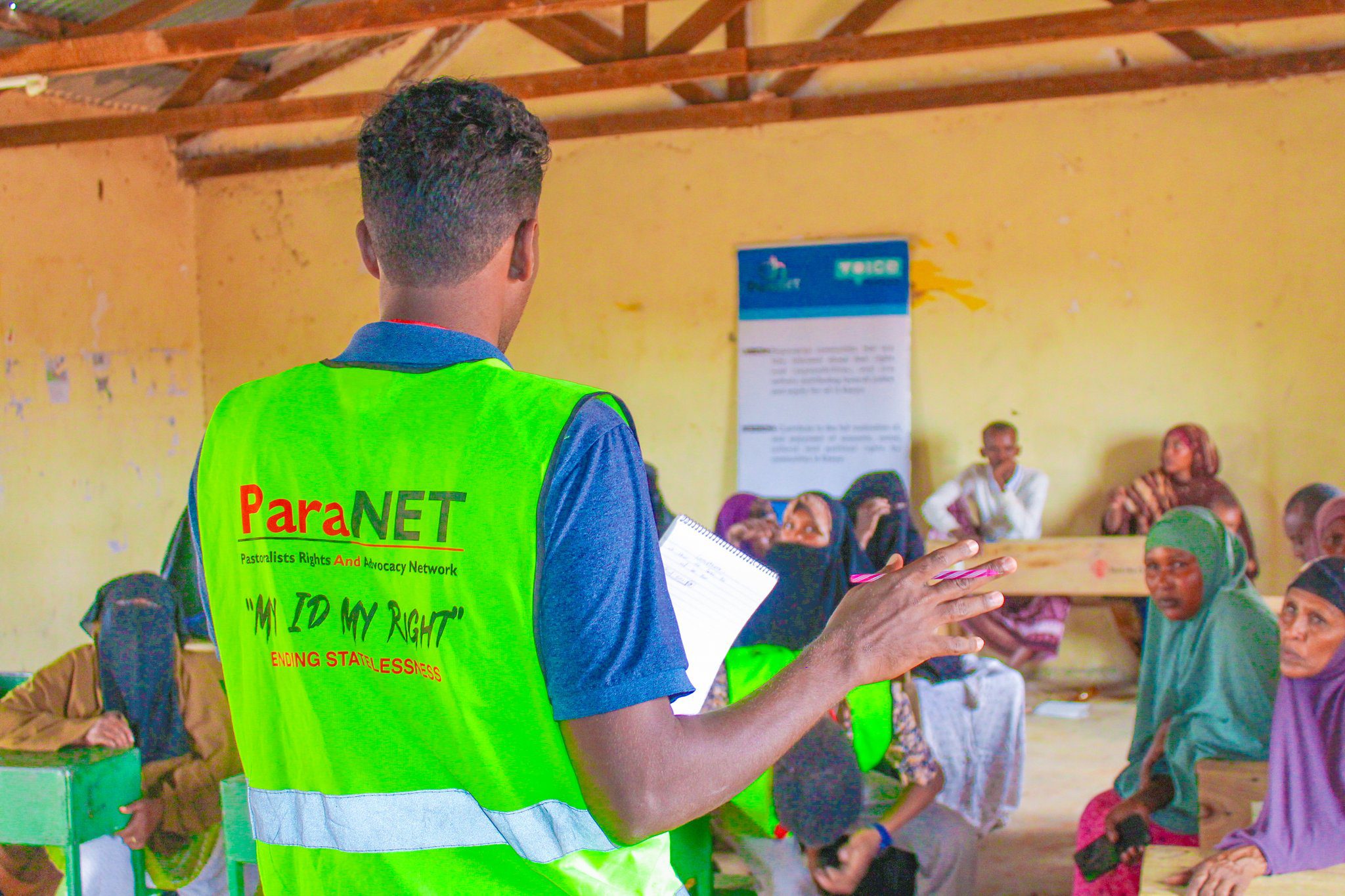 PARANET team engaging local women during a community outreach session on legal identity and civil documentation in Wajir.